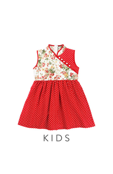 GIRLS Artisanal Porcelain Cheongsam with Pearl Buttons